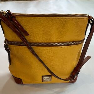 Dooney and Bourke Yellow Pebble Grain Leather Large Handbag